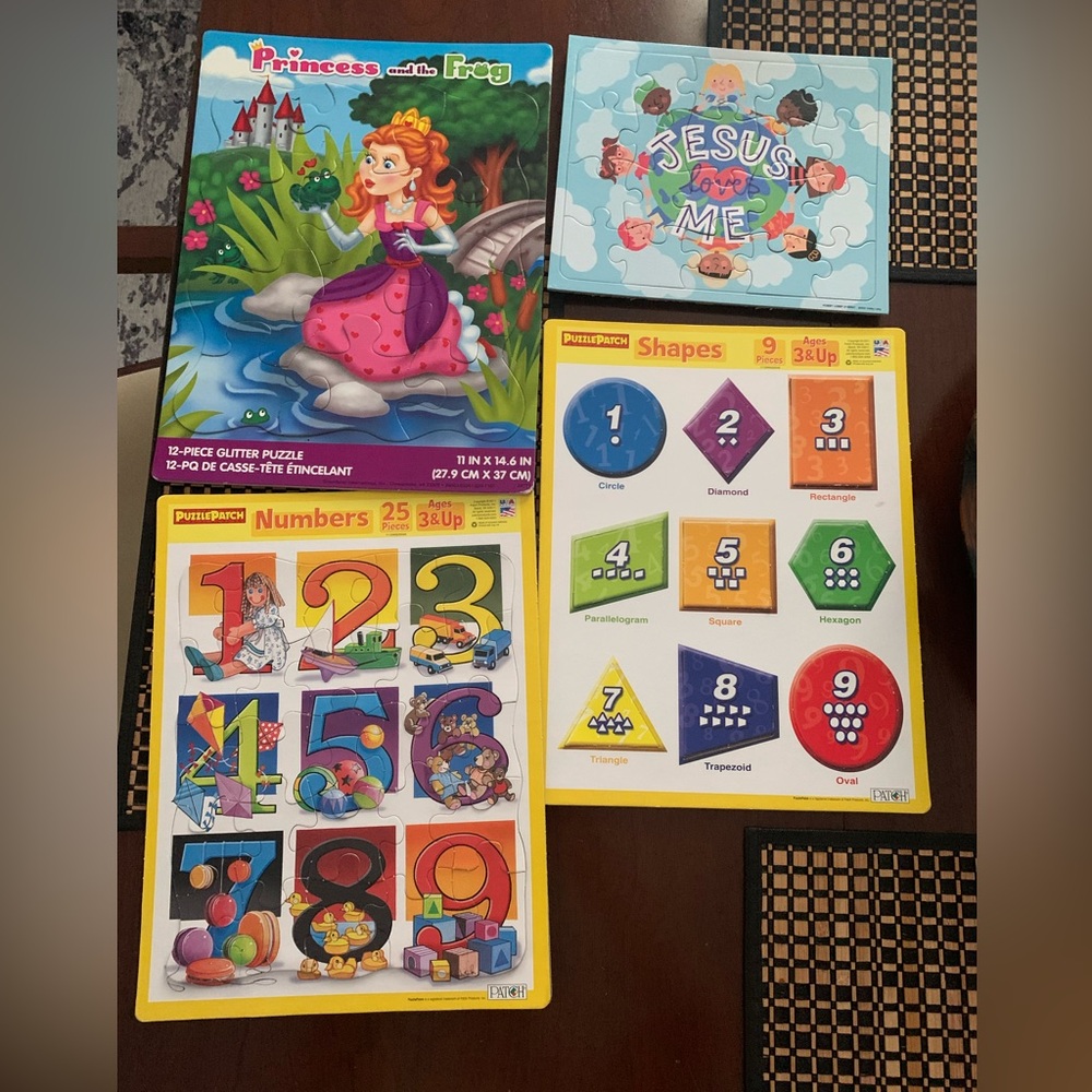 Colorful Numbers and Shapes Puzzle Set
